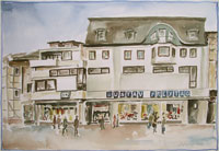 Freitag, Architektur, Aquarell